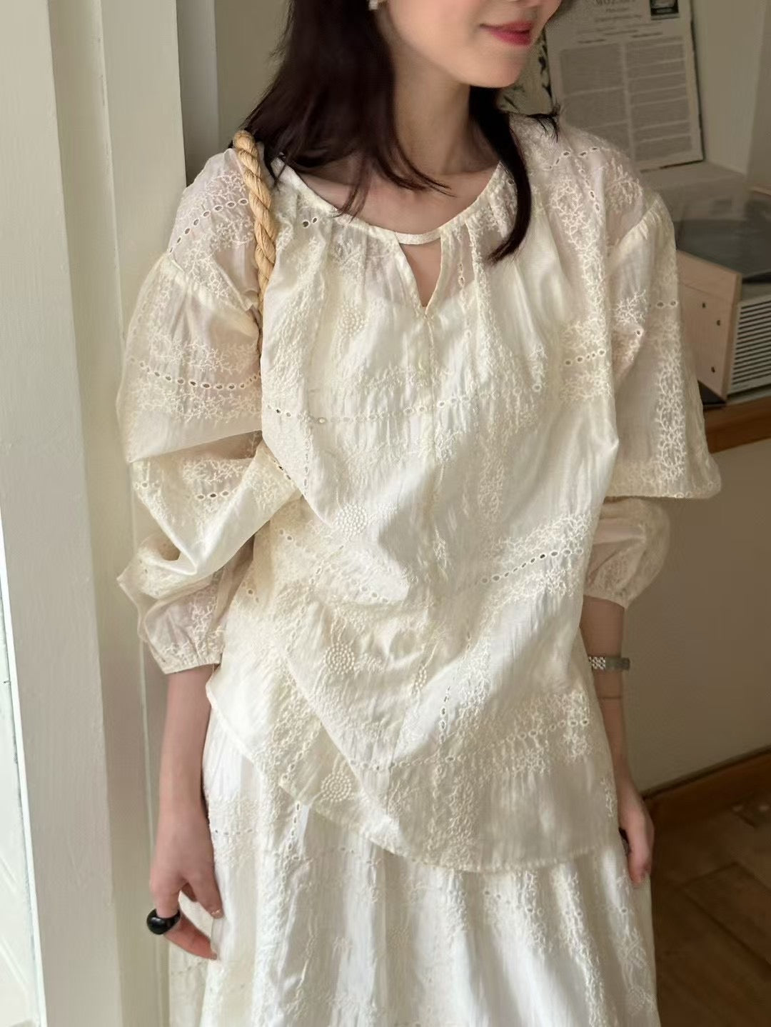 刺繍ナチュラルセットアップ