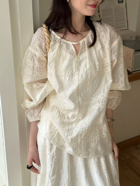 刺繍ナチュラルセットアップ