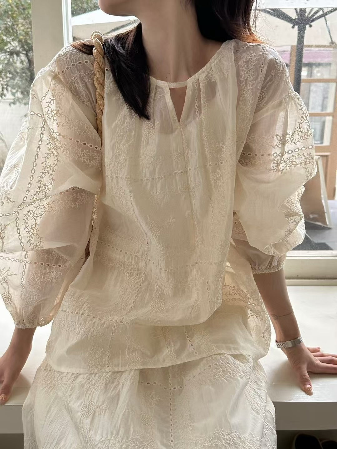 刺繍ナチュラルセットアップ