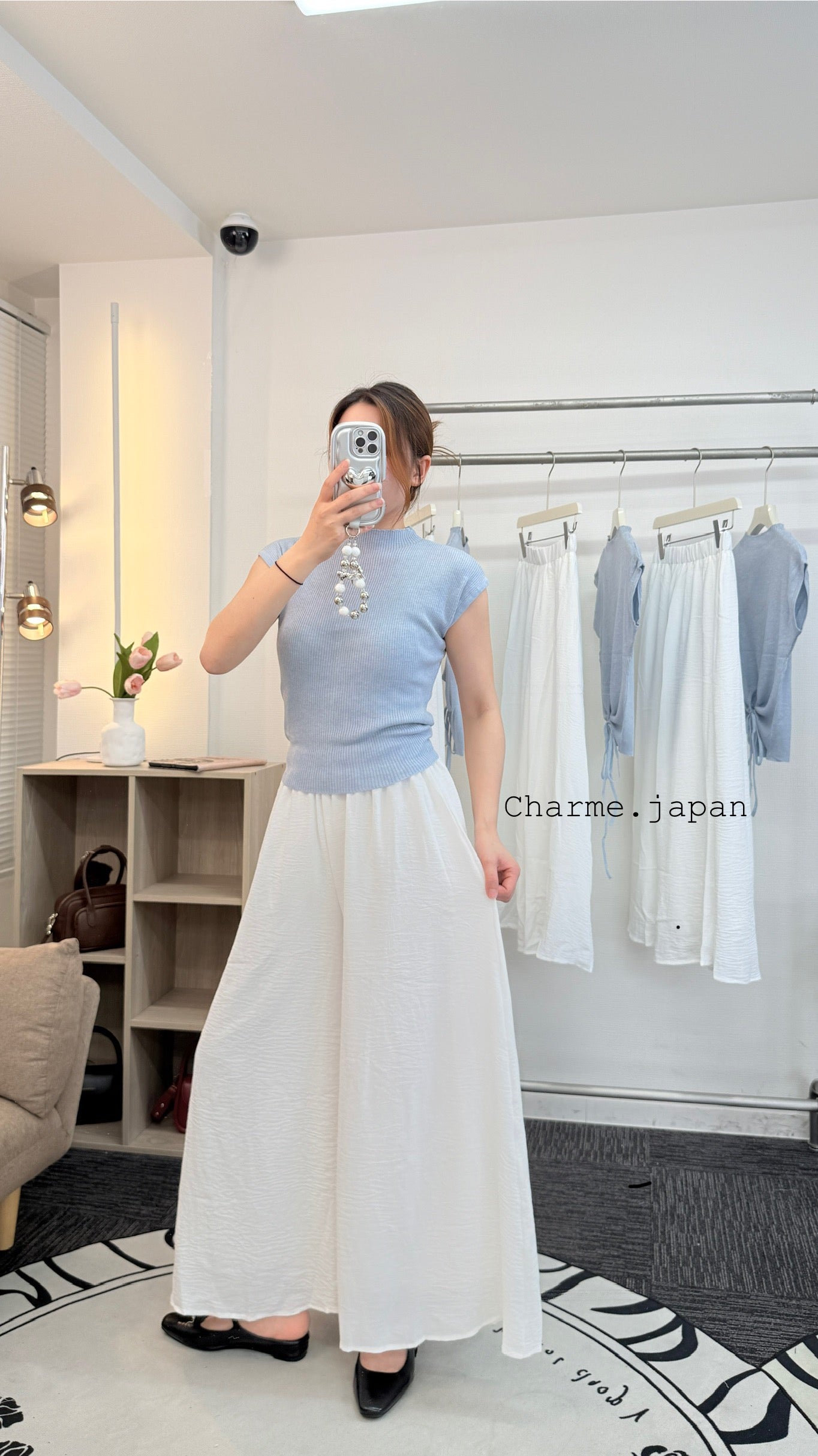 🌿夏映えニットトップス＆揺れるロングスカートセット